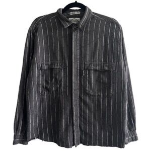 Vintage Levi’s Diamond Label Button Down Shirt Stripes Cut Off Raw Hem Grey